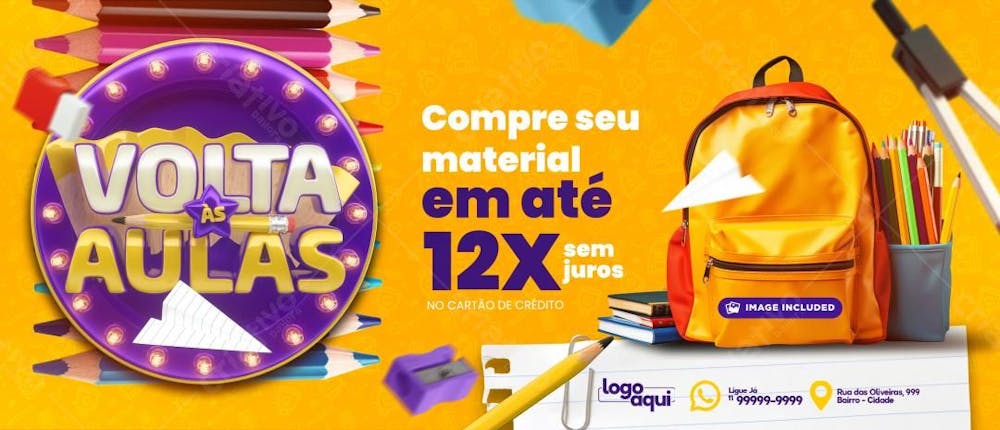 Banner Volta Às Aulas Compre Seu Material Em Até 12X