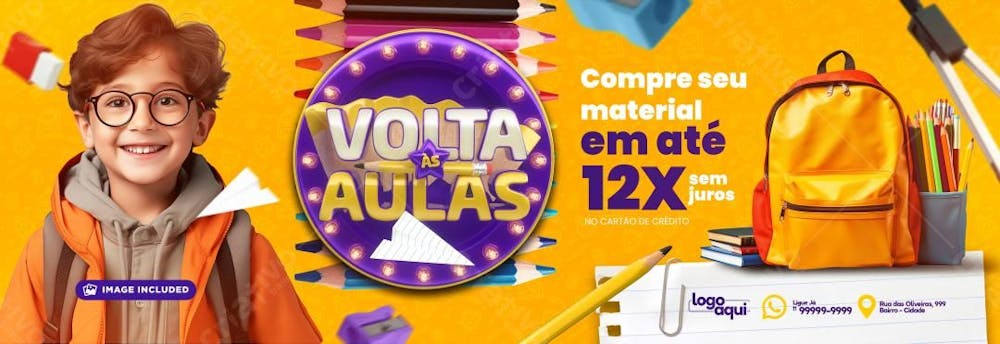 Banner Volta Às Aulas Compre Seu Material Em Até 12X