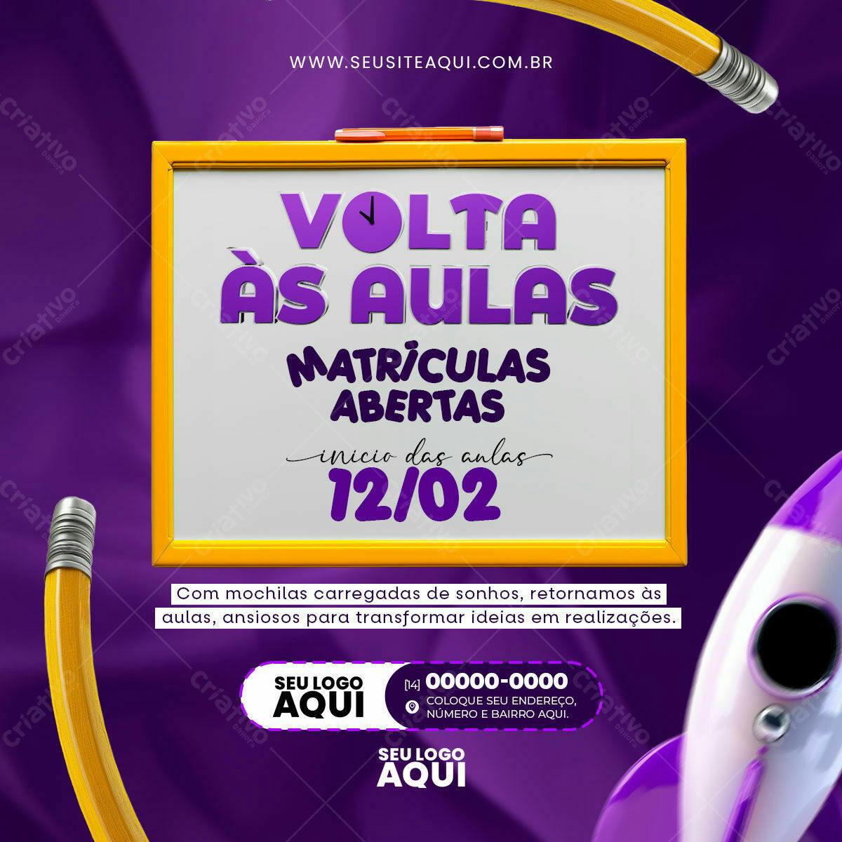 Flyer Volta às Aulas PSD Editável
