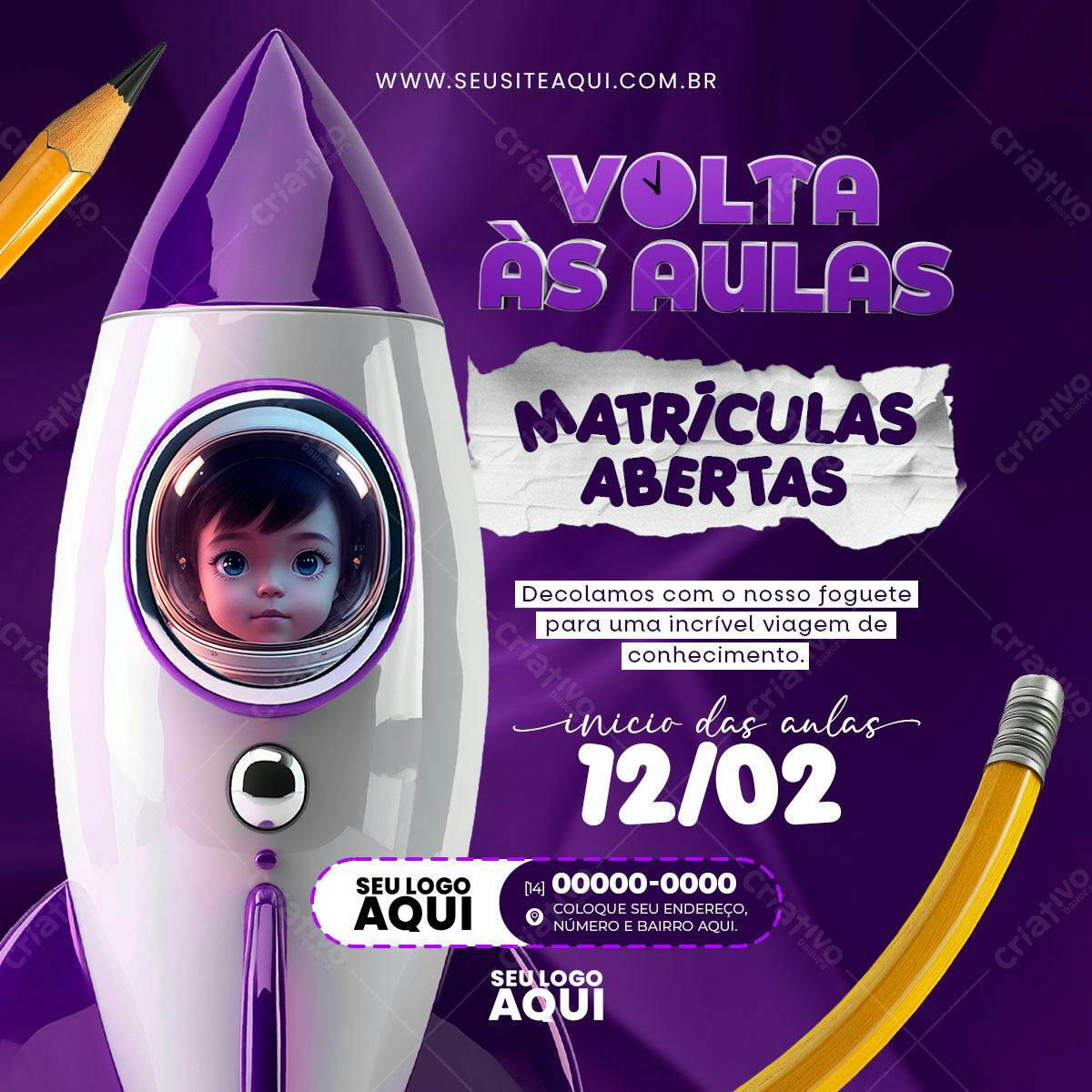 Flyer Volta às Aulas PSD Editável