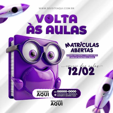 Volta às aulas | matrículas abertas | escola | psd editável