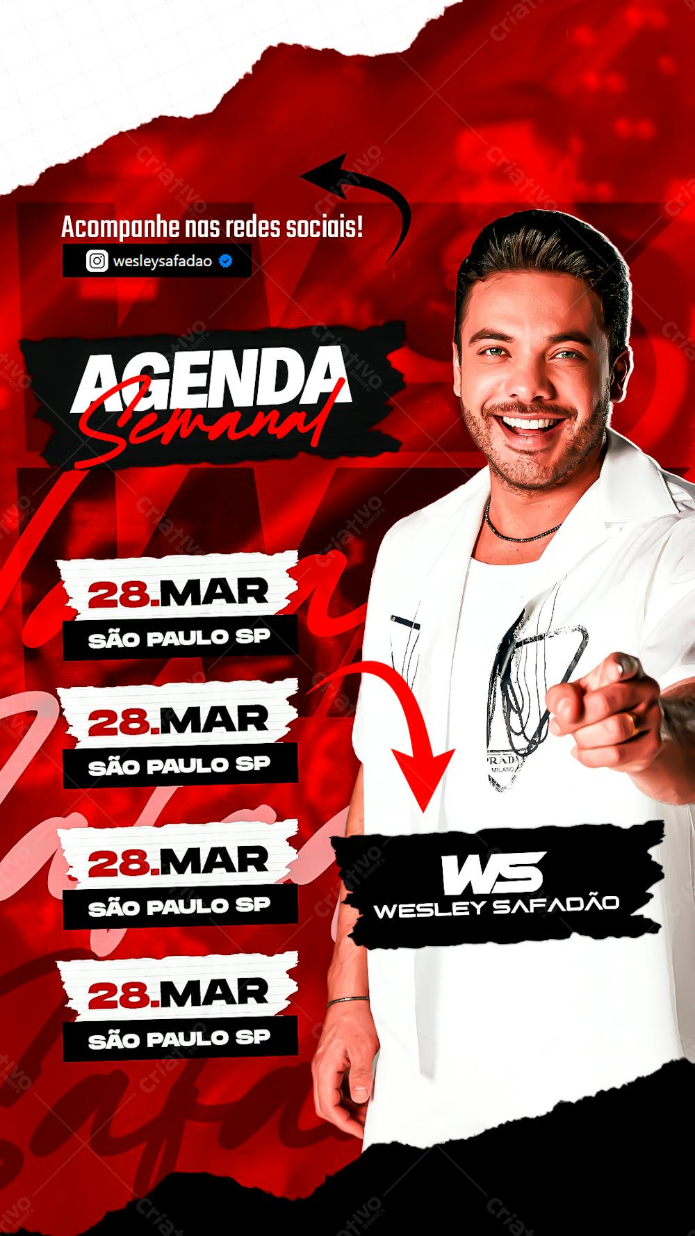Flyer Agenda Semanal - Wesley Safadão