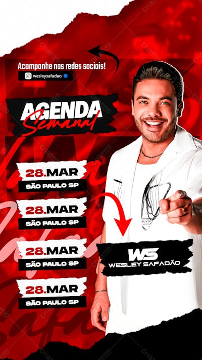 Flyer Agenda Semanal - Wesley Safadão