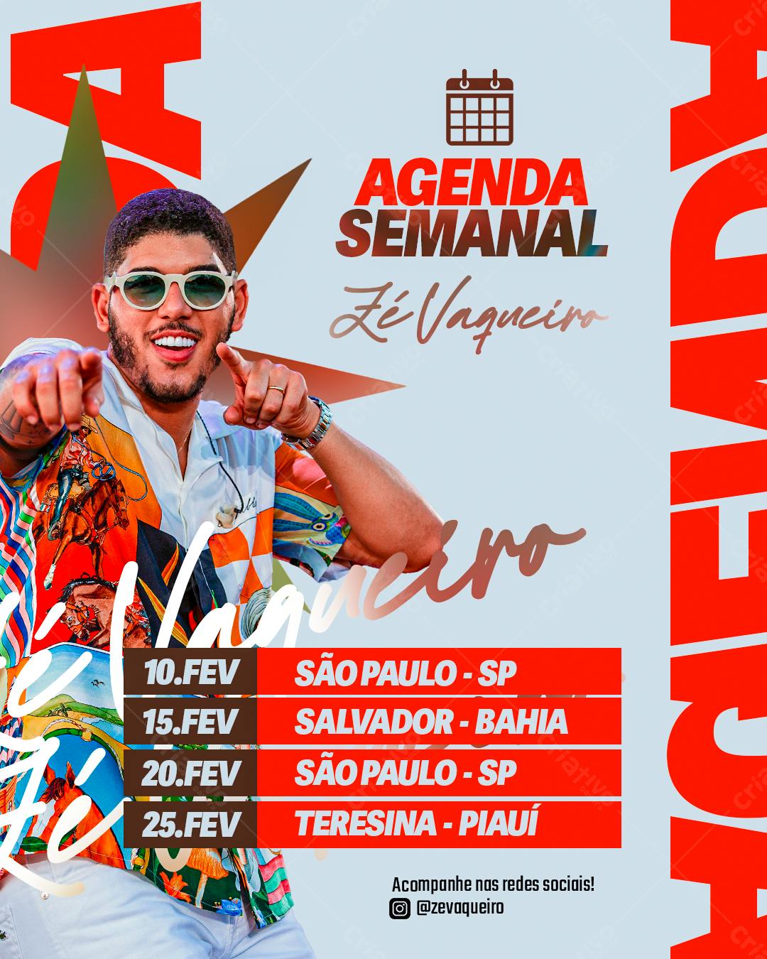 Flyer Agenda Zé Vaqueiro PSD Editável