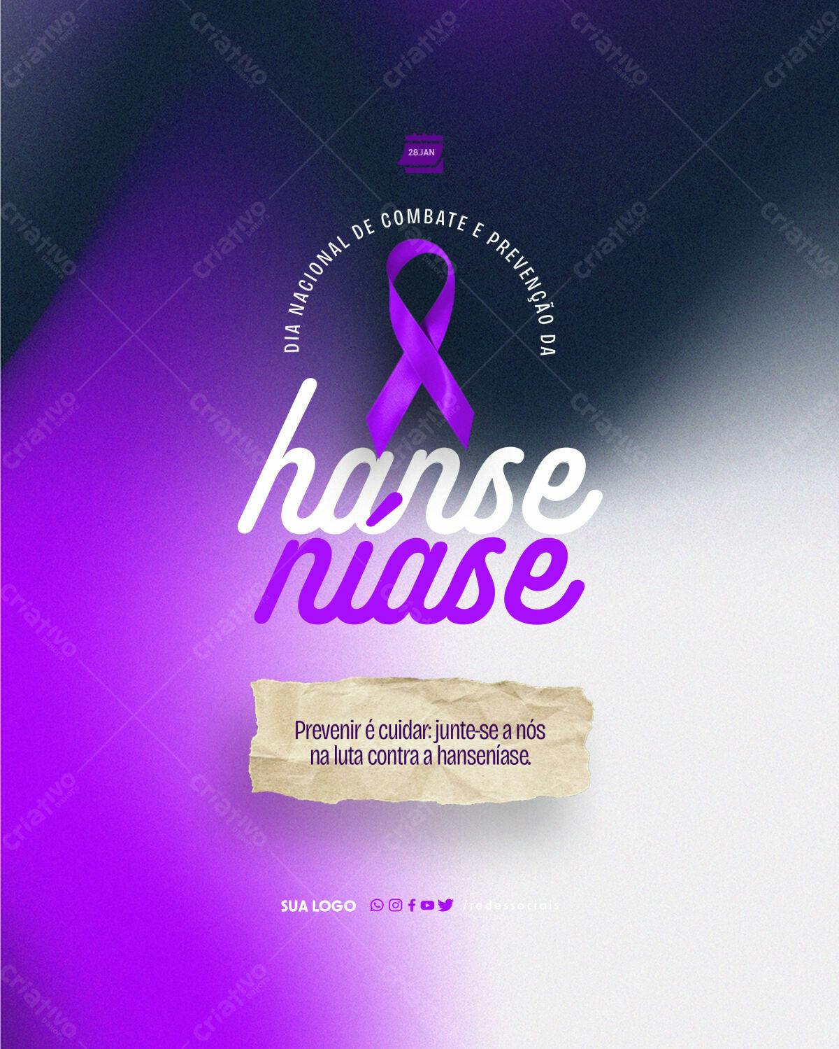 Post para Dia Nacional de Combate e Prevenção da Hanseníase PSD Editável