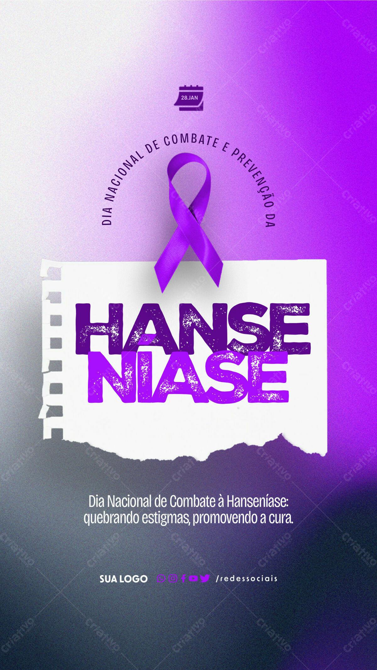 Flyer Dia Nacional de Combate à Hanseníase PSD Editável