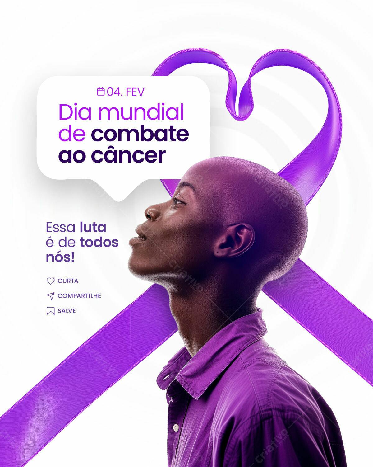 Flyer Dia Mundial de Combate ao Câncer PSD Editável