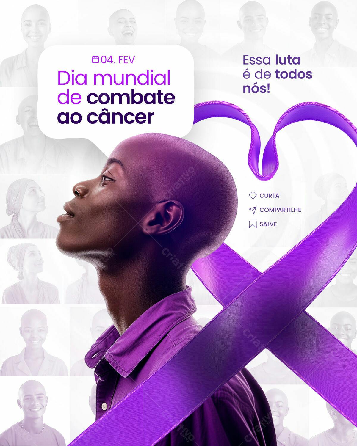 Flyer Dia Mundial de Combate ao Câncer PSD Editável