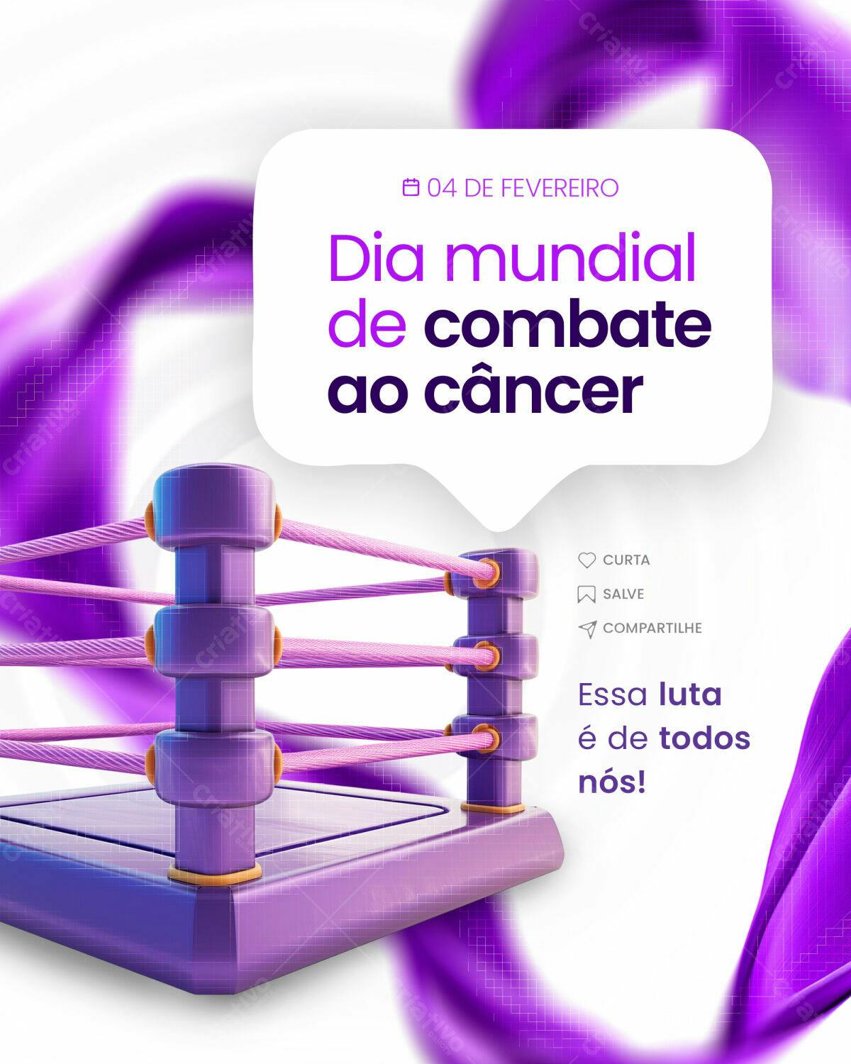 Flyer Dia Mundial de Combate ao Câncer PSD Editável