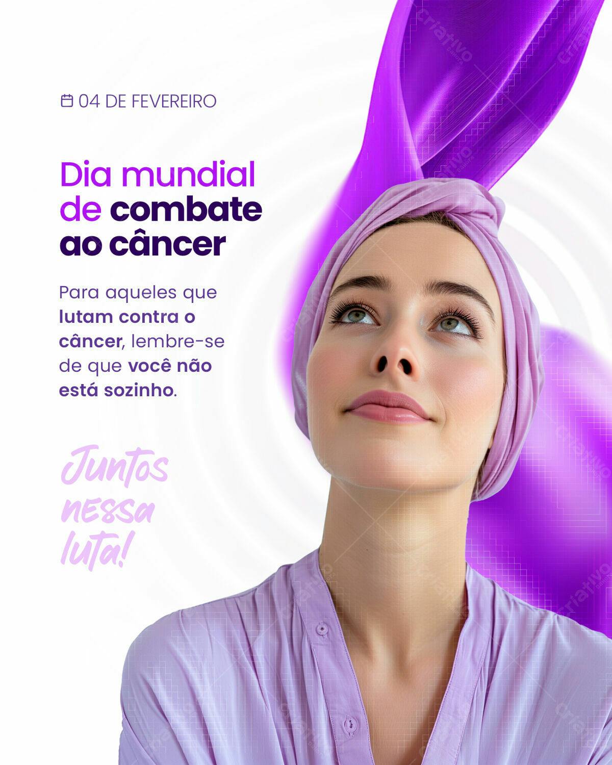 Flyer Dia Mundial de Combate ao Câncer PSD Editável
