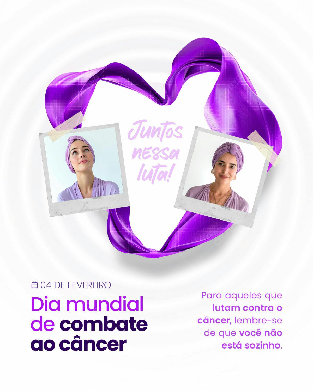 Post para Dia Mundial de Combate ao Câncer PSD Editável