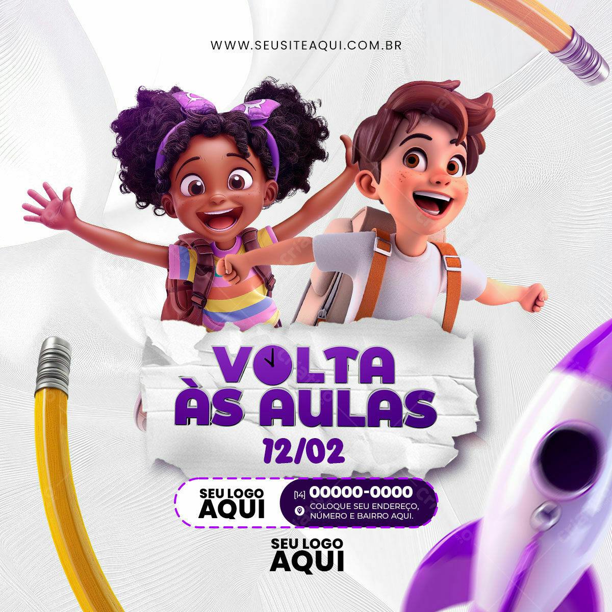 Flyer Volta às Aulas PSD Editável