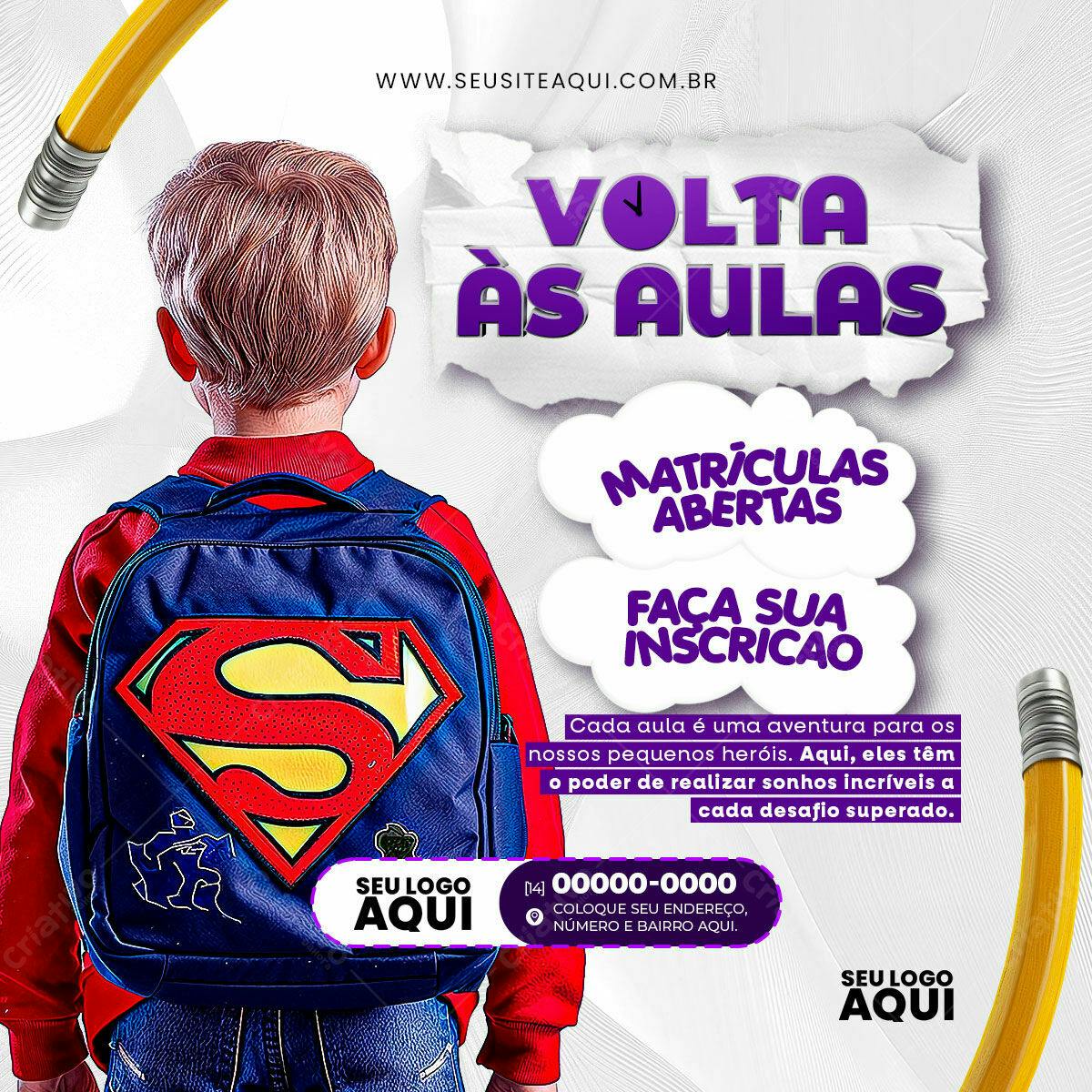 Flyer Volta às Aulas PSD Editável