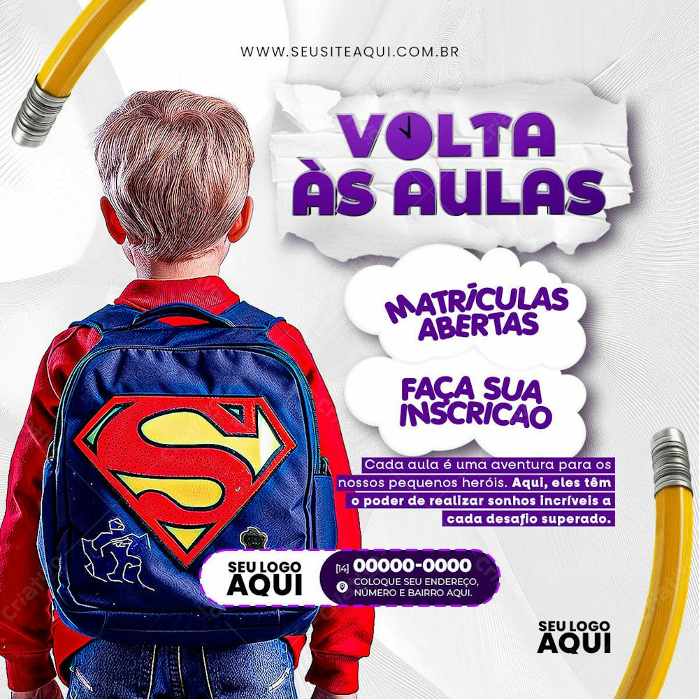 VOLTA ÀS AULAS | MATRÍCULAS ABERTAS | ESCOLA | PSD EDITÁVEL