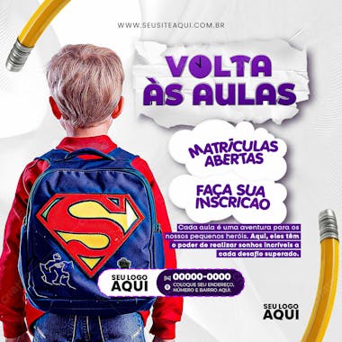 Volta às aulas | matrículas abertas | escola | psd editável