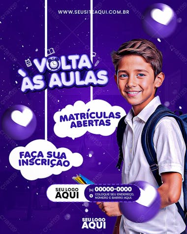 Feed | volta às aulas | matrículas abertas | escola | psd ed