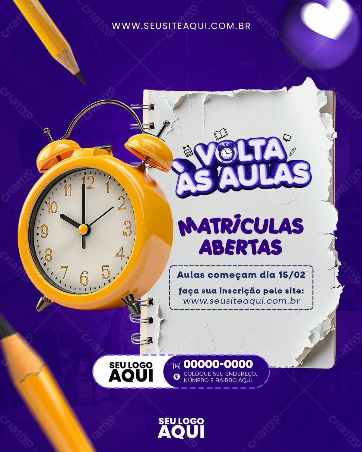 Flyer Volta às Aulas PSD Editável
