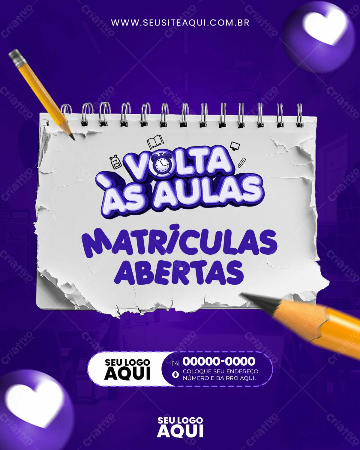 Flyer Volta às Aulas Matrículas Abertas PSD Editável