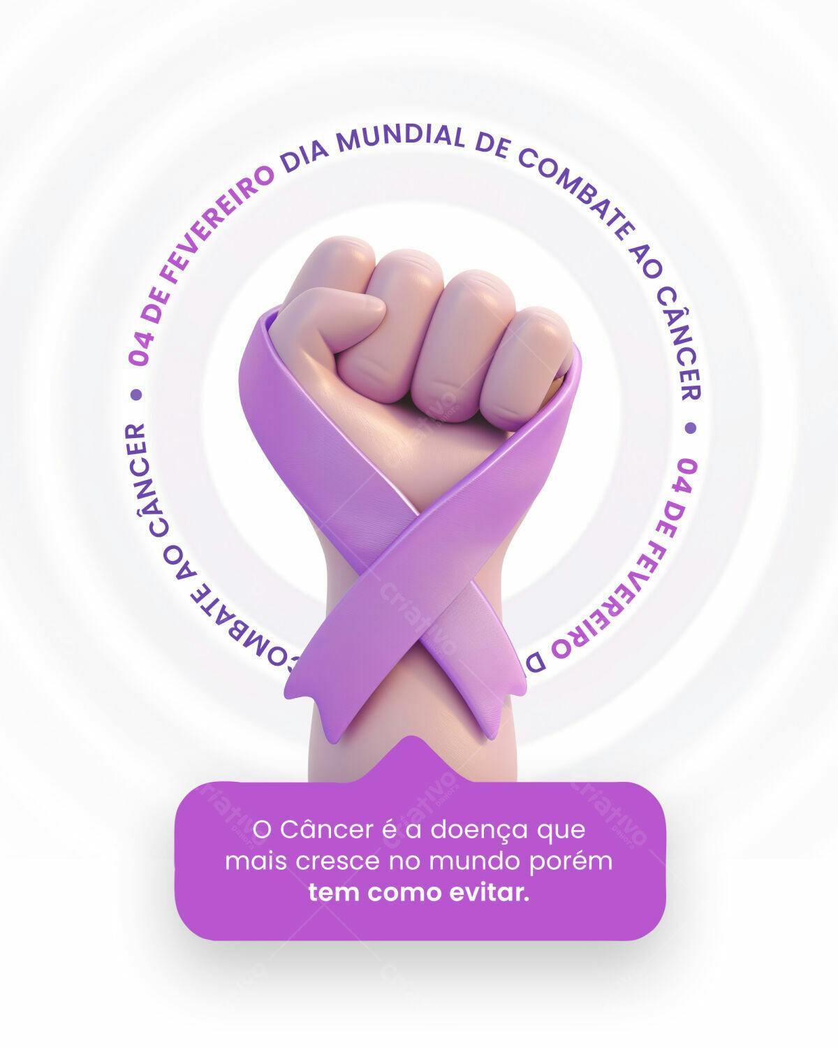 Post para Dia Mundial de Combate ao Câncer PSD Editável