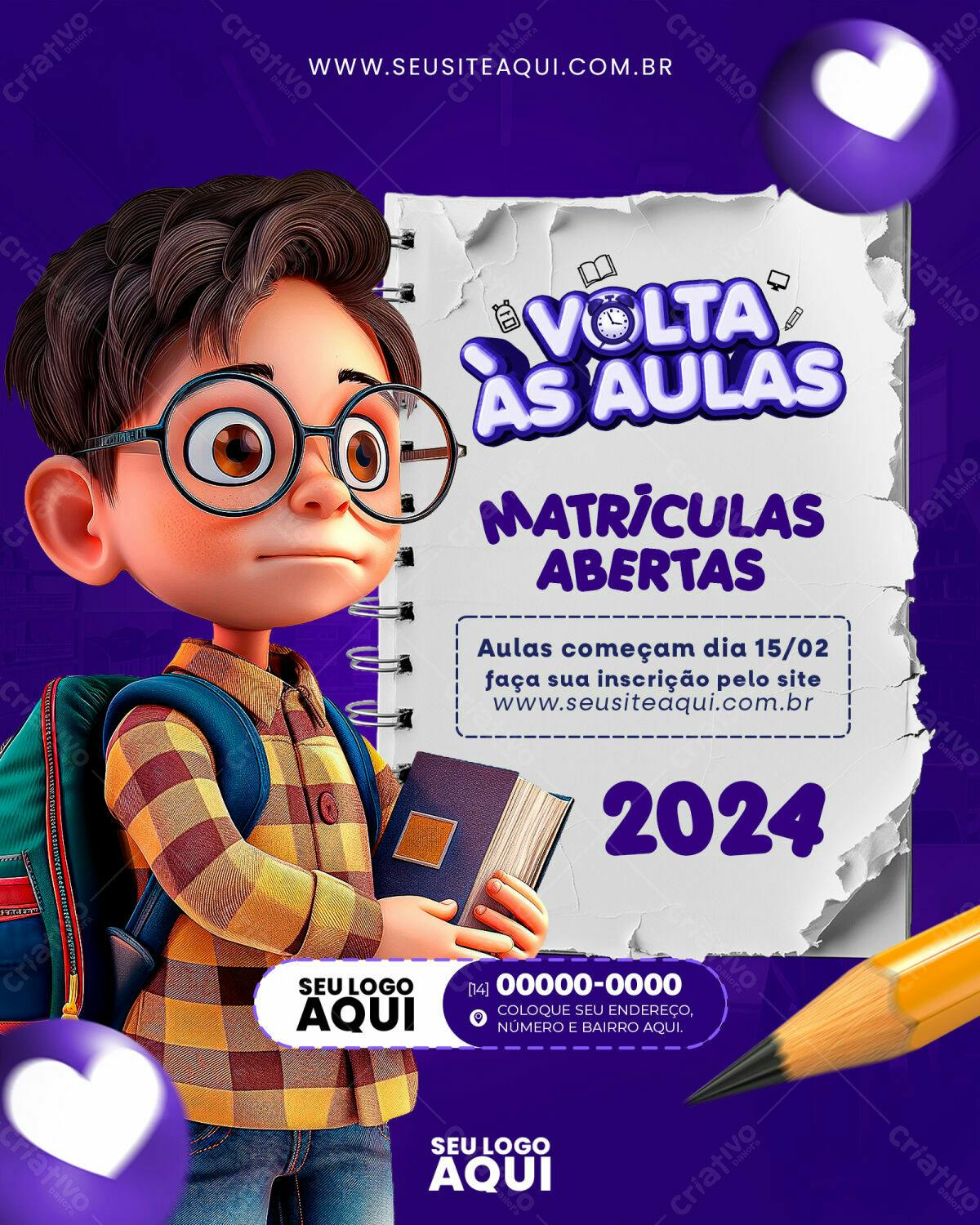 Flyer Volta às Aulas PSD Editável