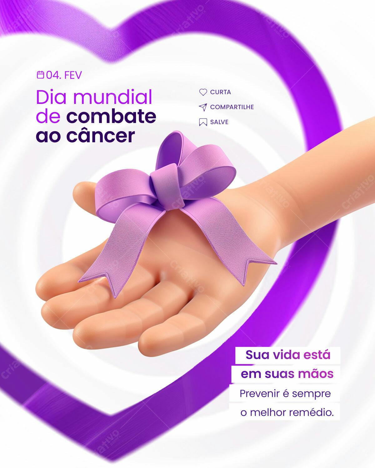 Post para Dia Mundial de Combate ao Câncer PSD Editável