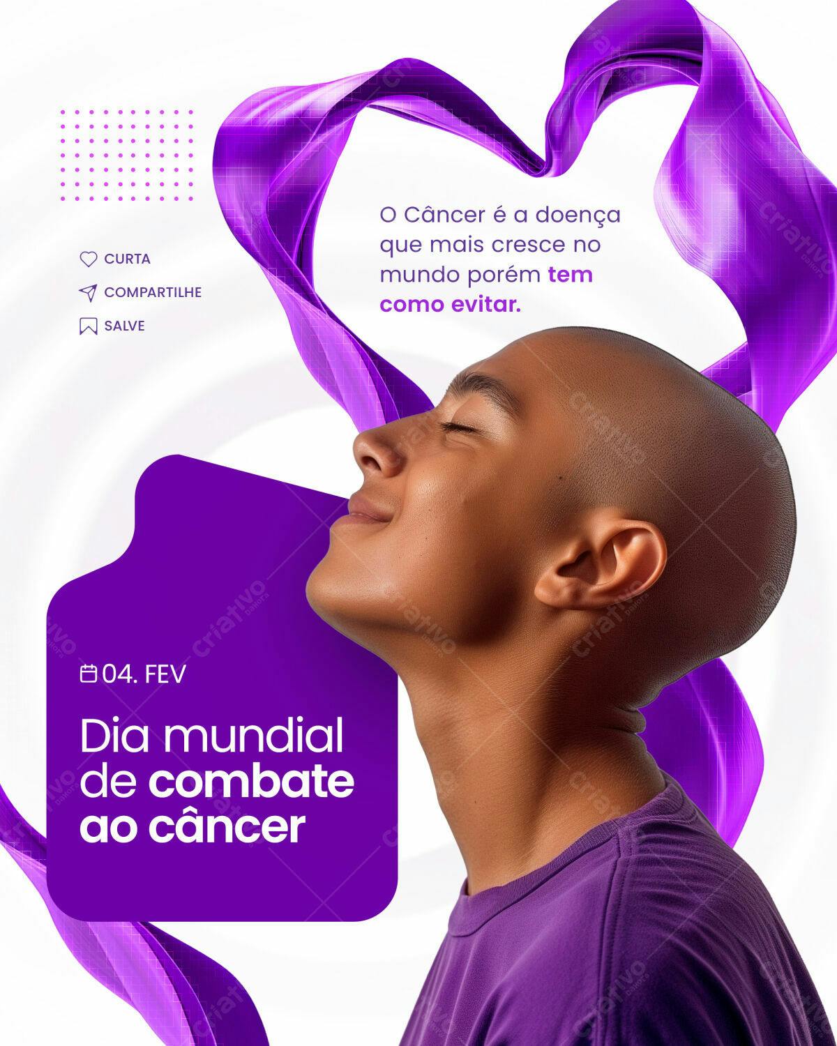 Flyer Dia Mundial de Combate ao Câncer PSD Editável