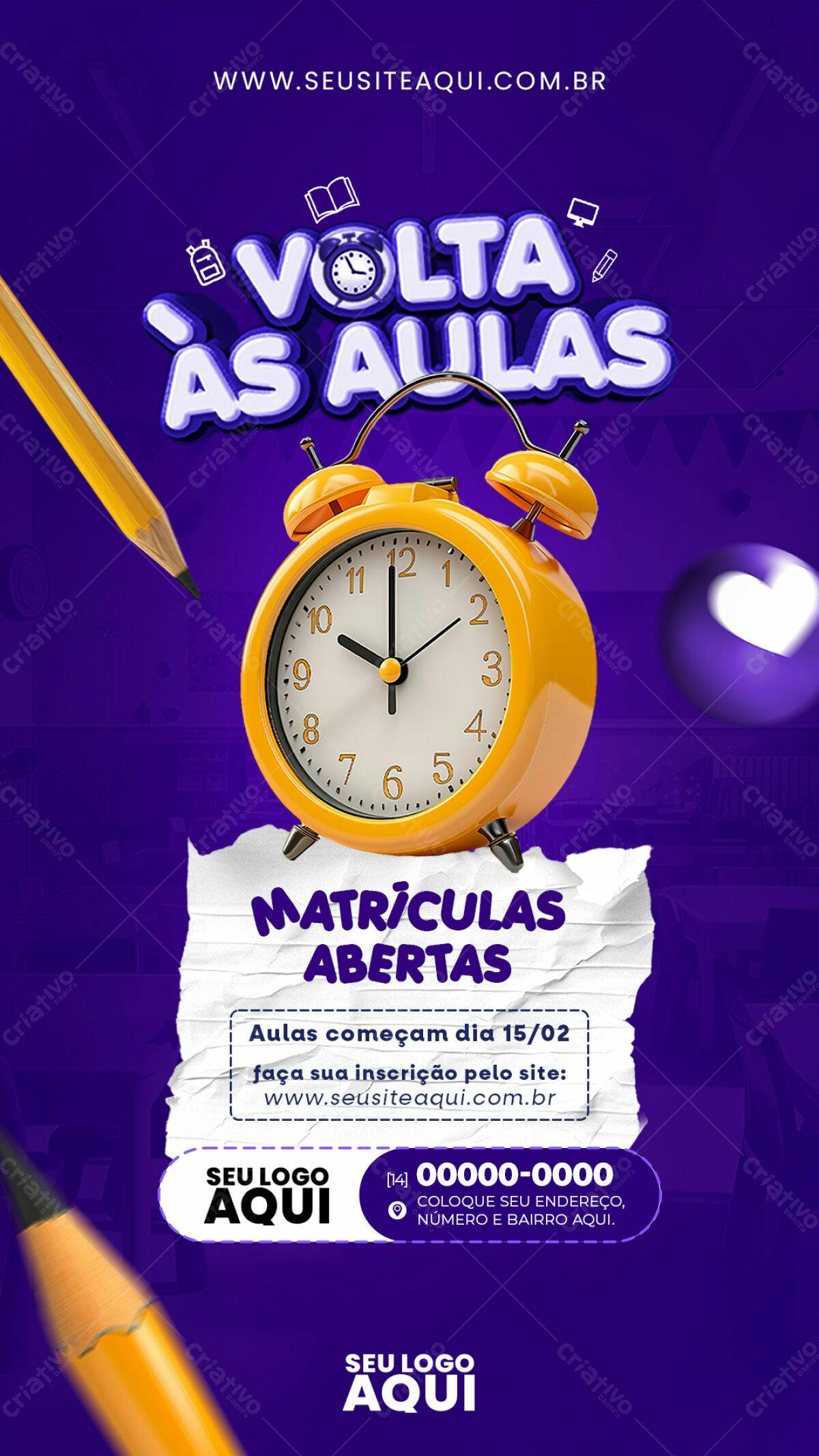 Flyer Volta às Aulas PSD Editável