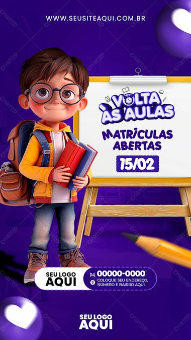 Story | volta às aulas | matrículas abertas | escola | psd e