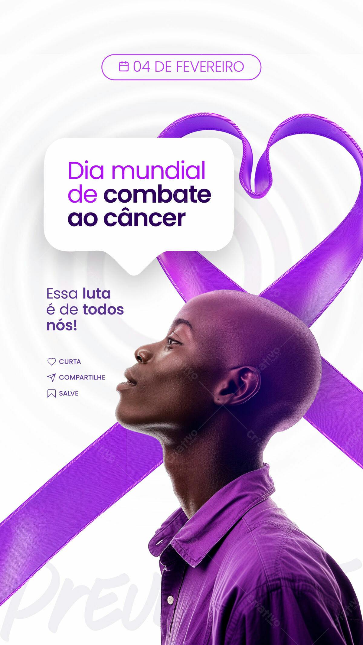 Flyer Dia Mundial de Combate ao Câncer PSD Editável