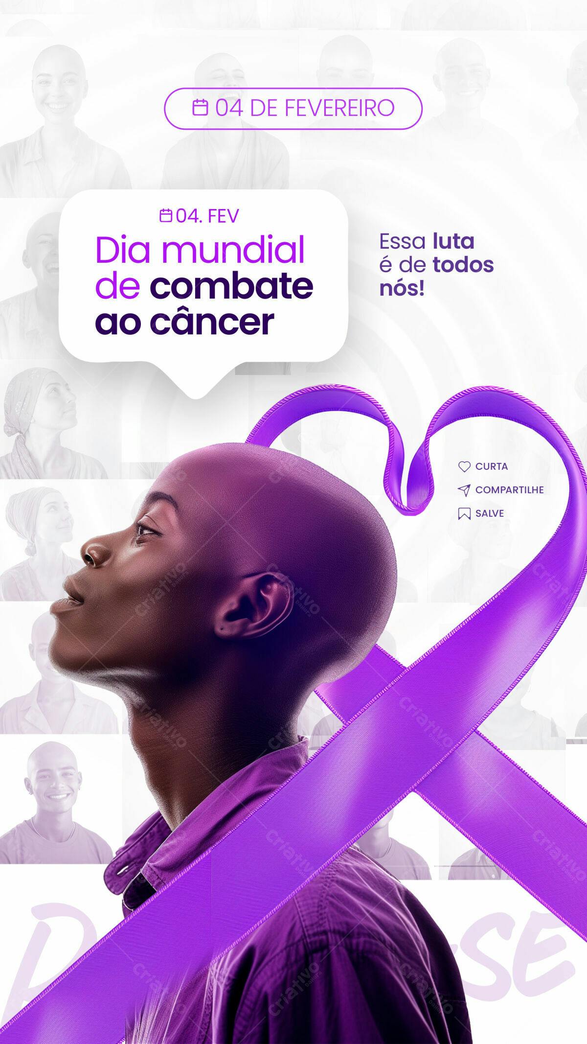 Flyer Dia Mundial de Combate ao Câncer PSD Editável