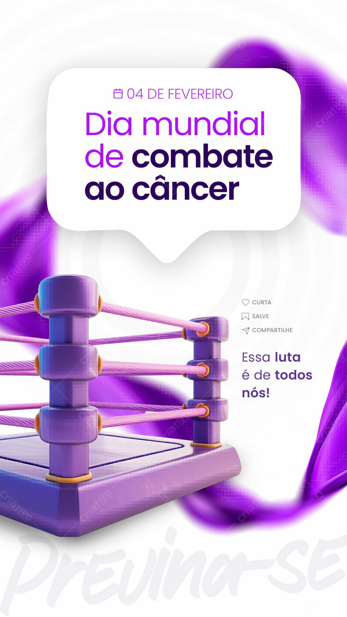 Flyer Dia Mundial de Combate ao Câncer PSD Editável