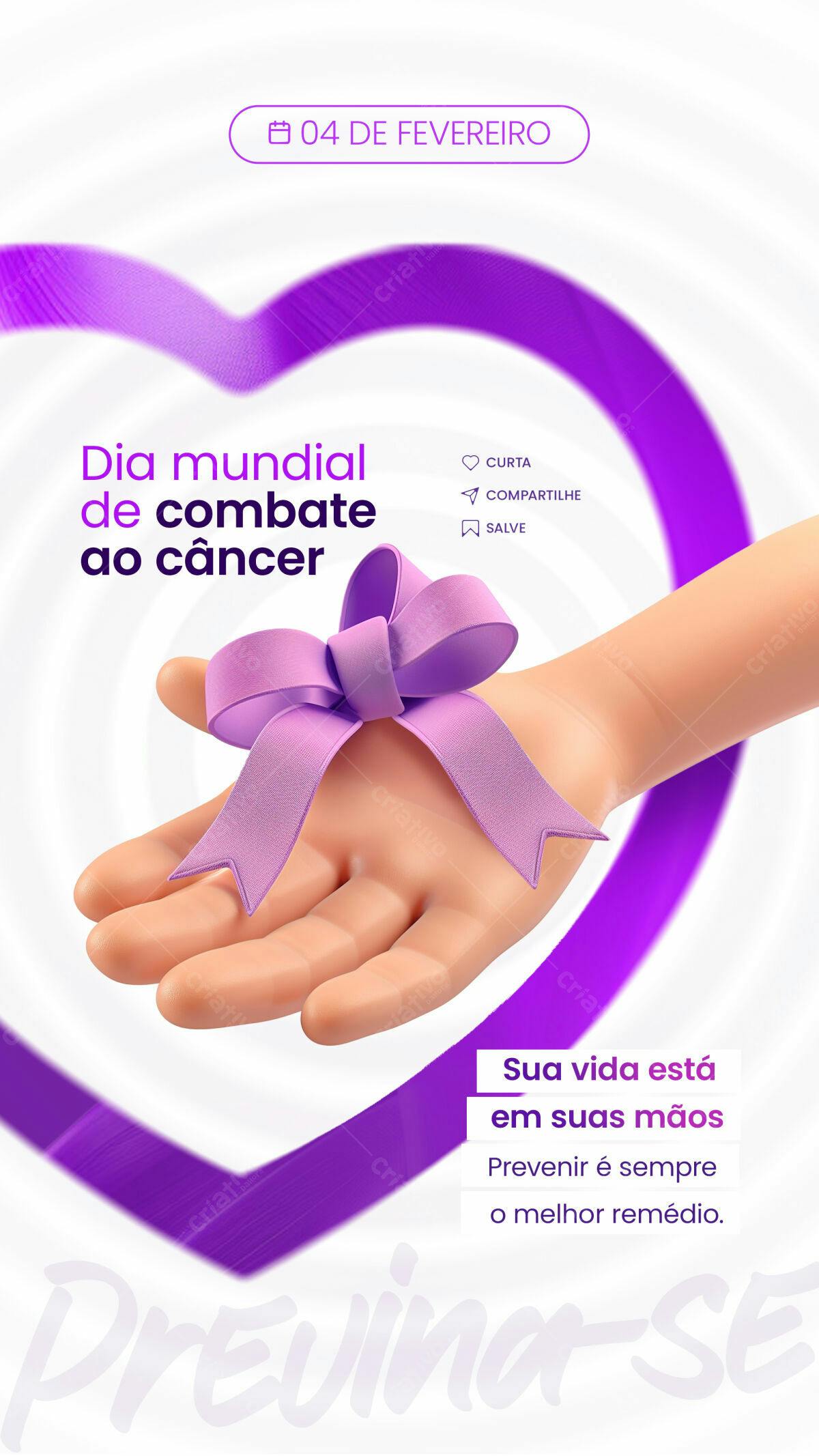 Flyer Dia Mundial de Combate ao Câncer PSD Editável