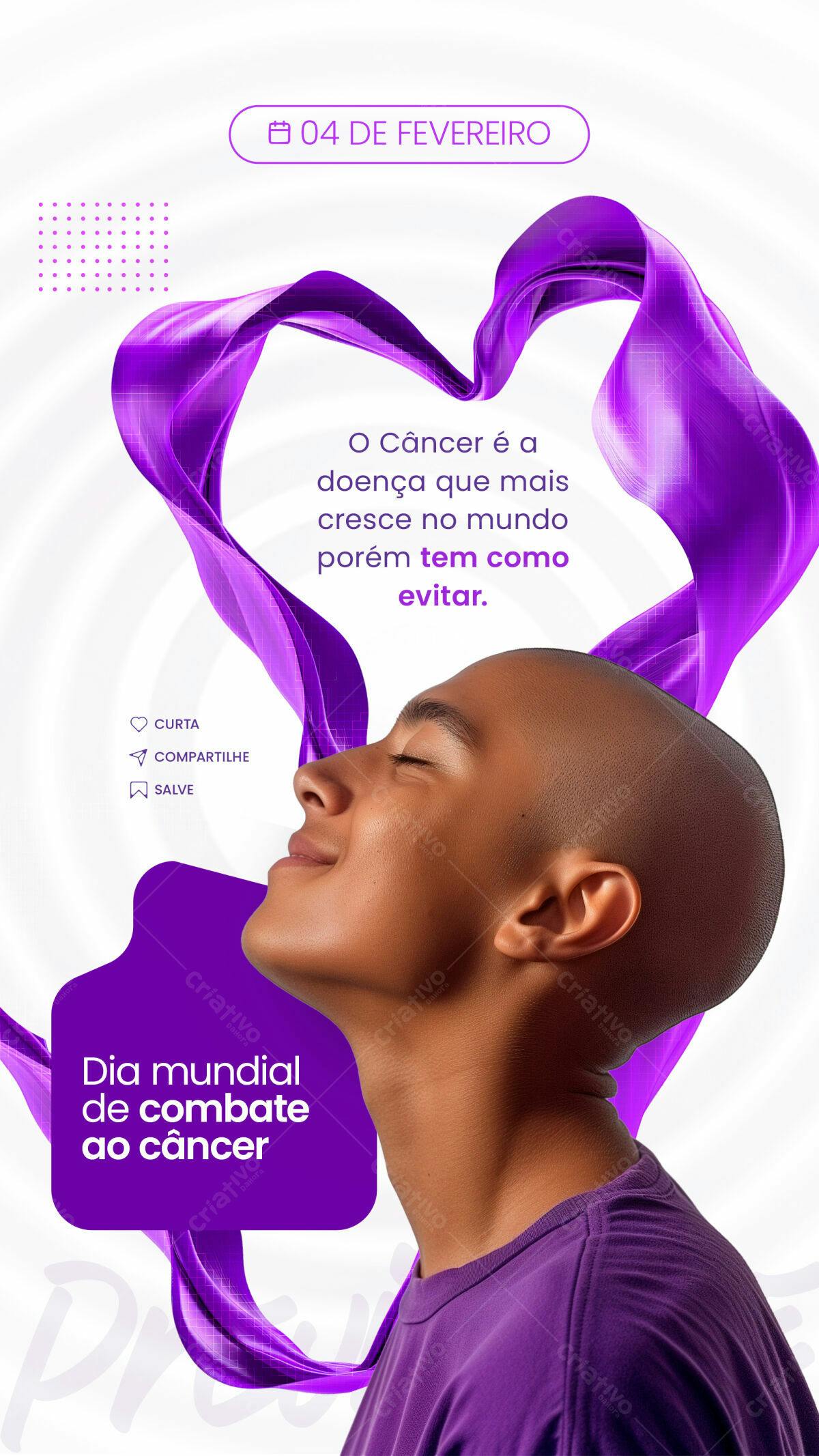 Flyer Dia Mundial de Combate ao Câncer PSD Editável