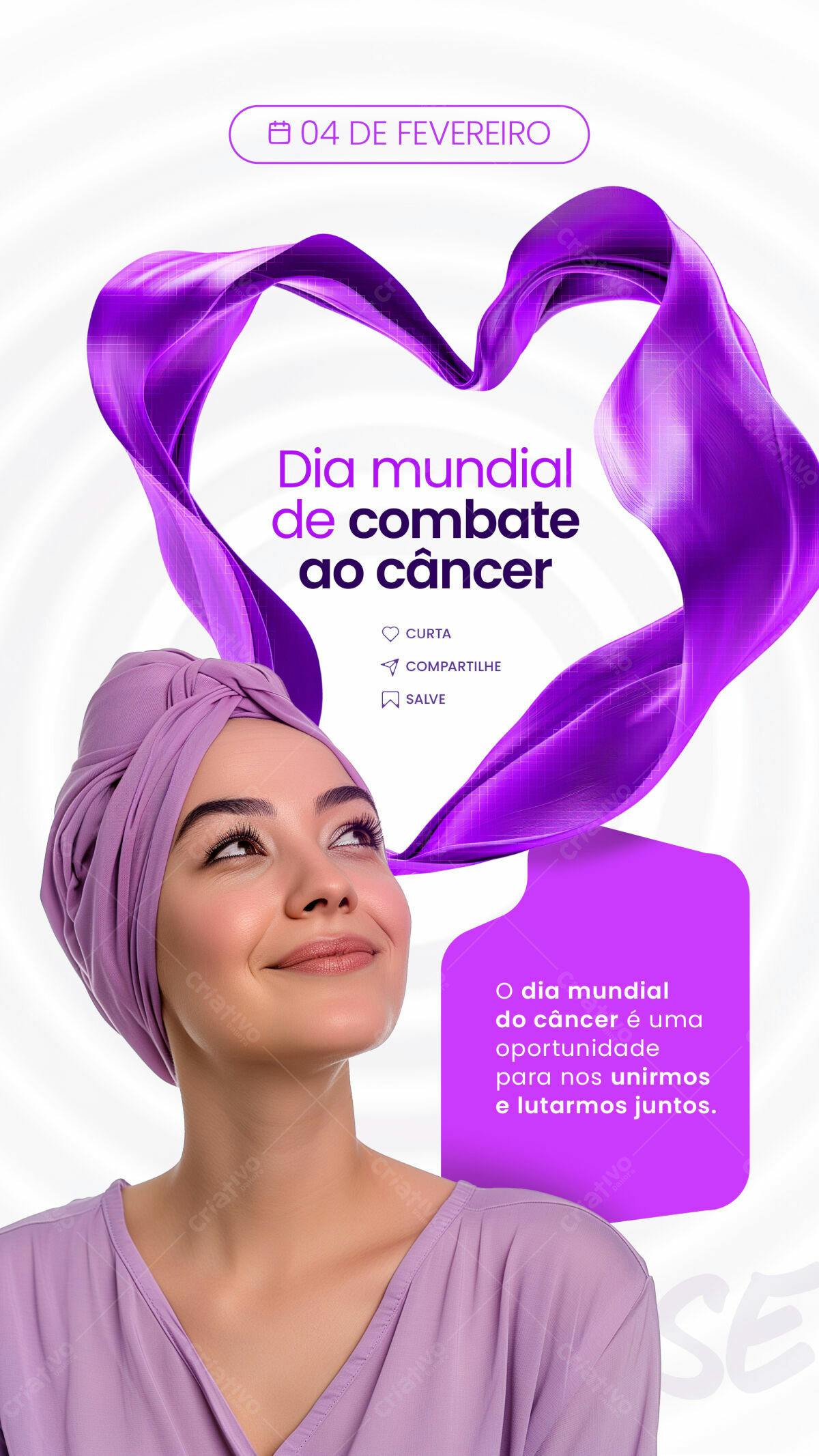 Flyer Dia Mundial do Combate ao Câncer PSD Editável