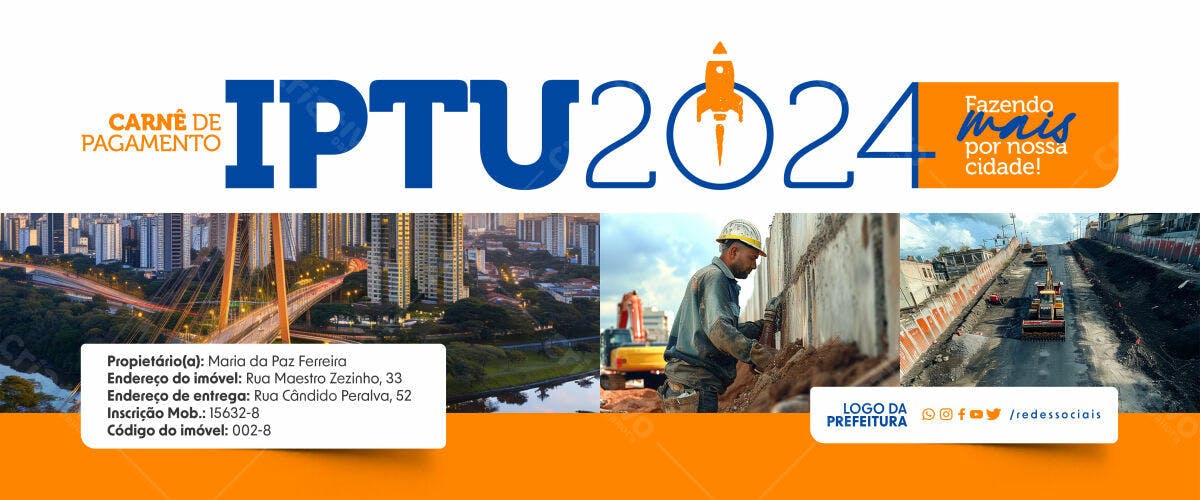 Carnê de IPTU 2024 PSD Editável