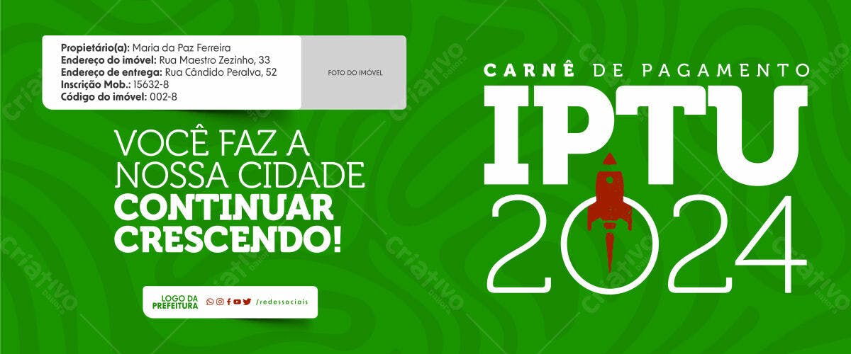 Carnê de IPTU 2024 PSD Editável
