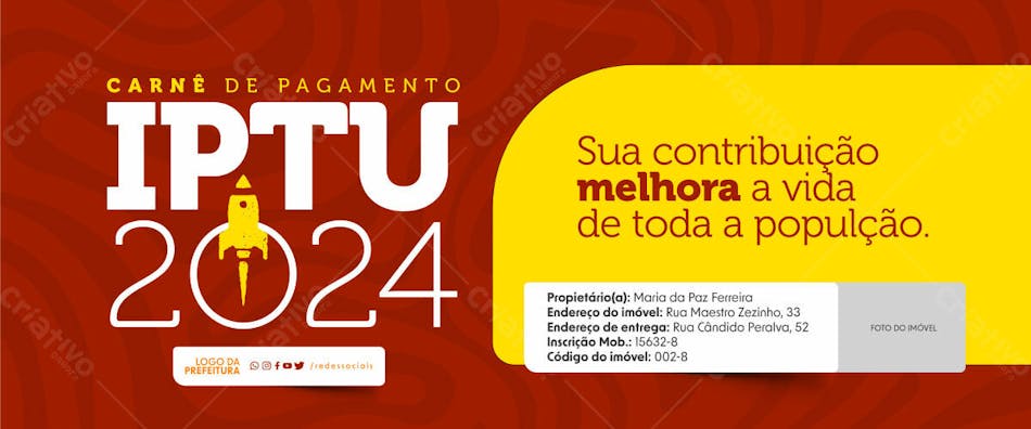 Capa Carnê Iptu 2024 04 - PSD [download] 22853 | Criativo Dahora