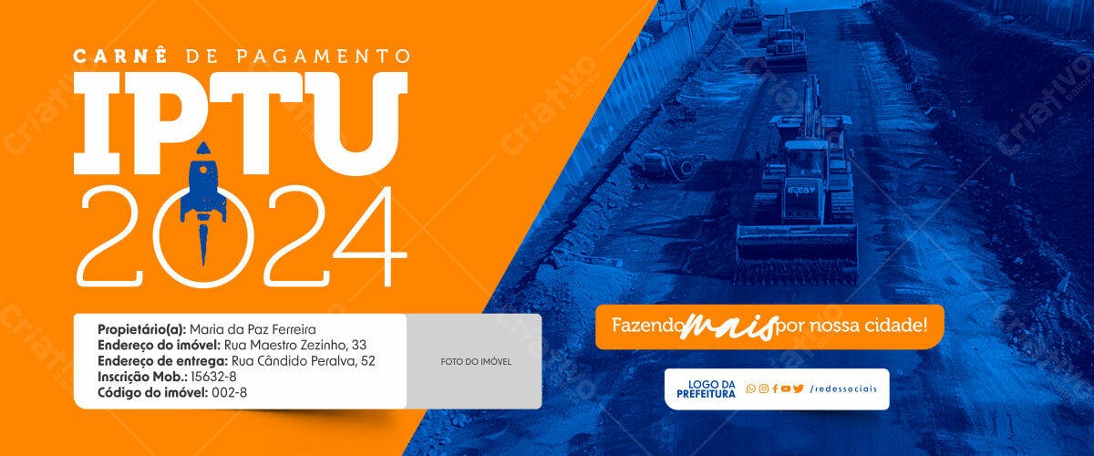 Carnê IPTU 2024 PSD Editável