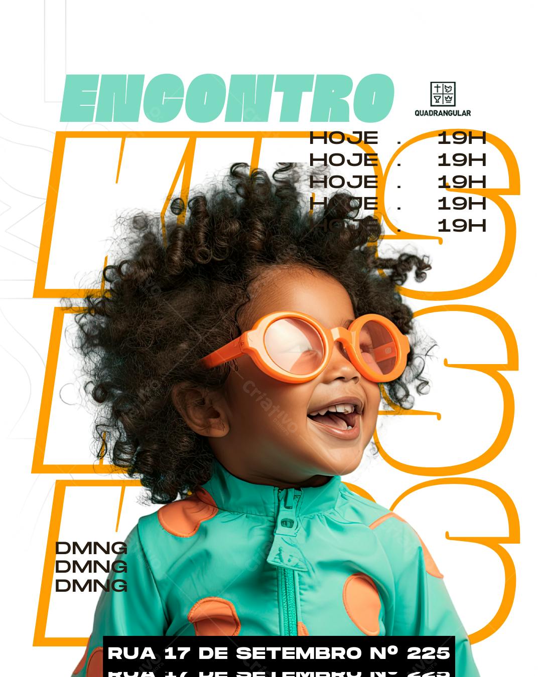 Convite Encontro Kids colorido e divertido Editável no Canva