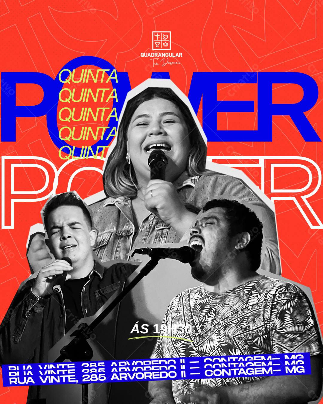 Flyer de evento gospel com artistas Editável no Canva
