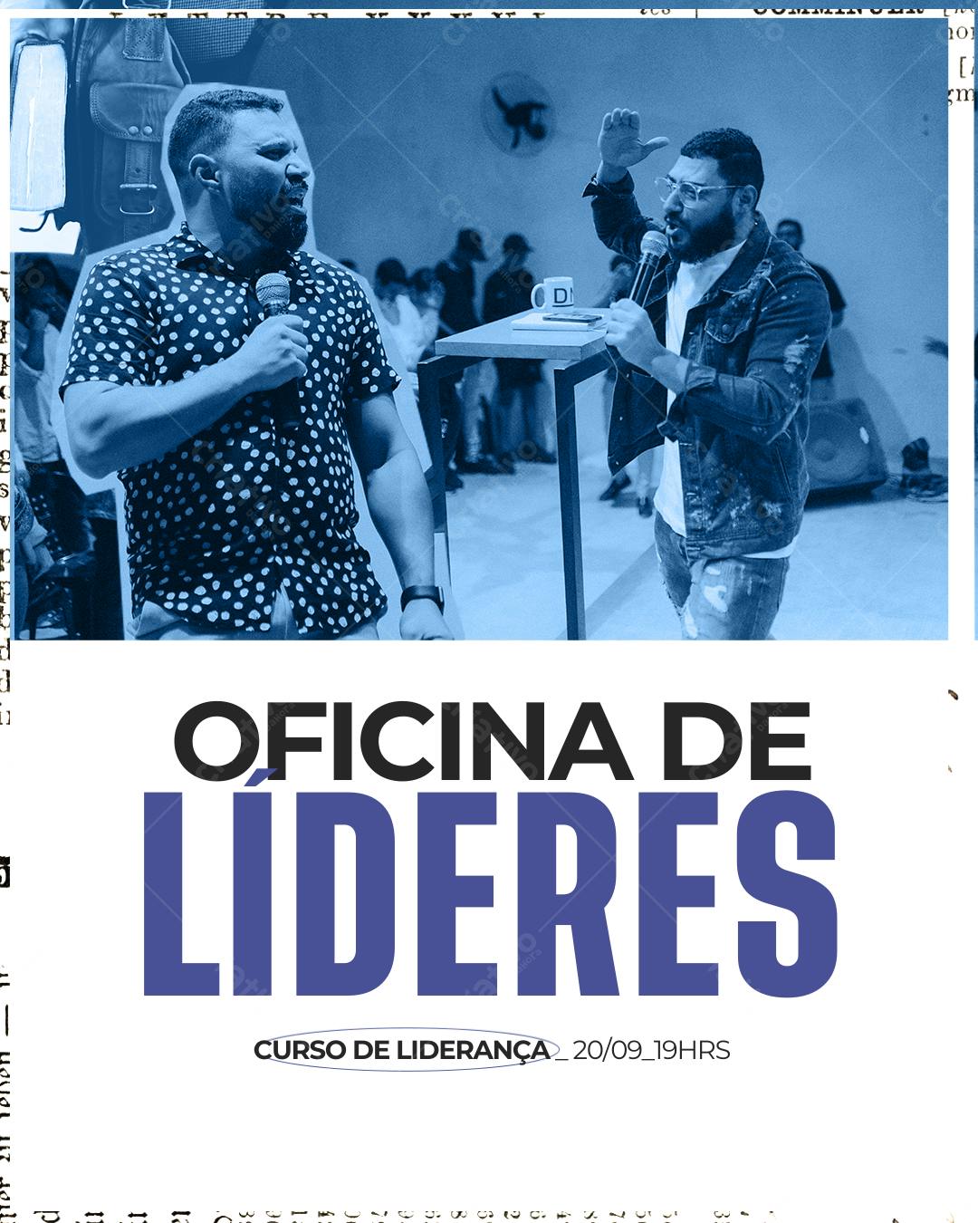 Post Instagram Curso de Liderança Azul e Branco Editável no Canva