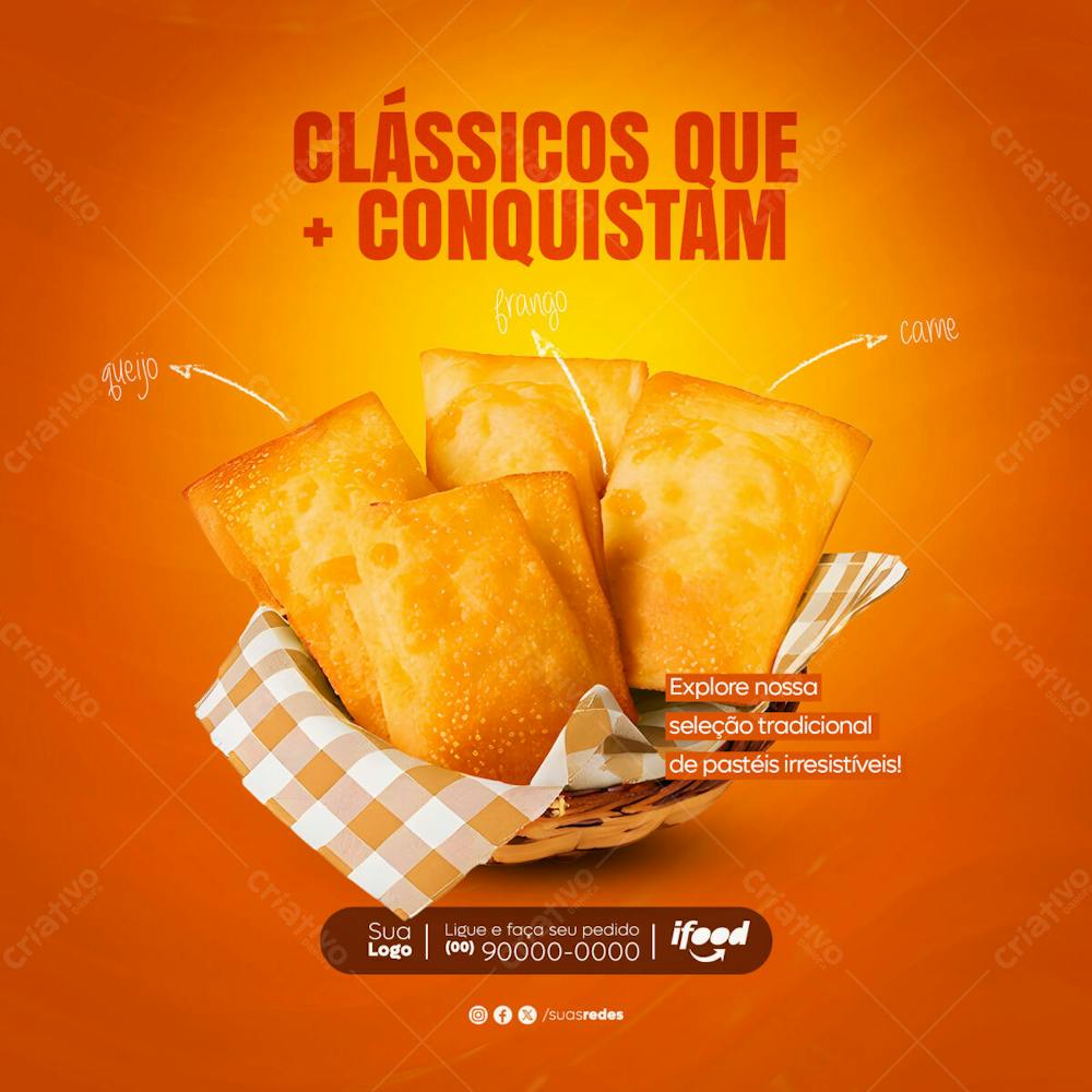 Clássicos Que Conquistam Pastelaria Pastel Social Media Post