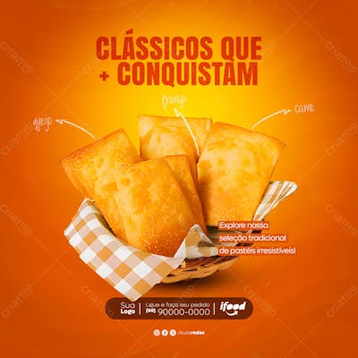 Clássicos Que Conquistam Pastelaria Pastel Social Media Post