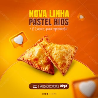 Nova linha de pastel kids pastelaria pastel social media post