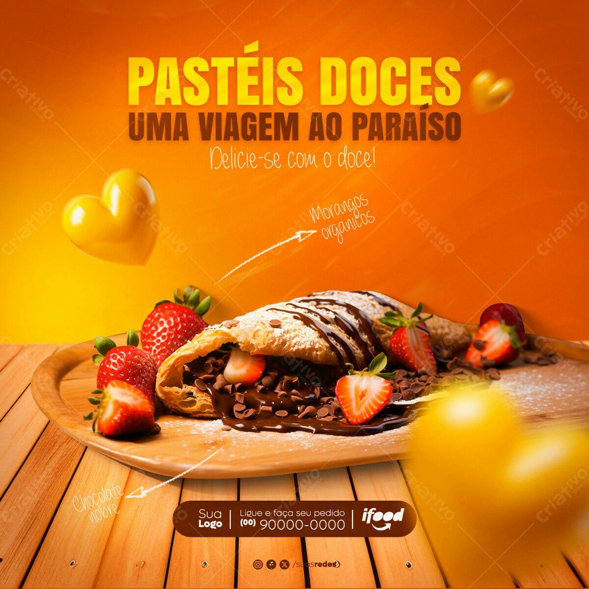 Flyer para Pastelaria com Pastéis Doces PSD Editável