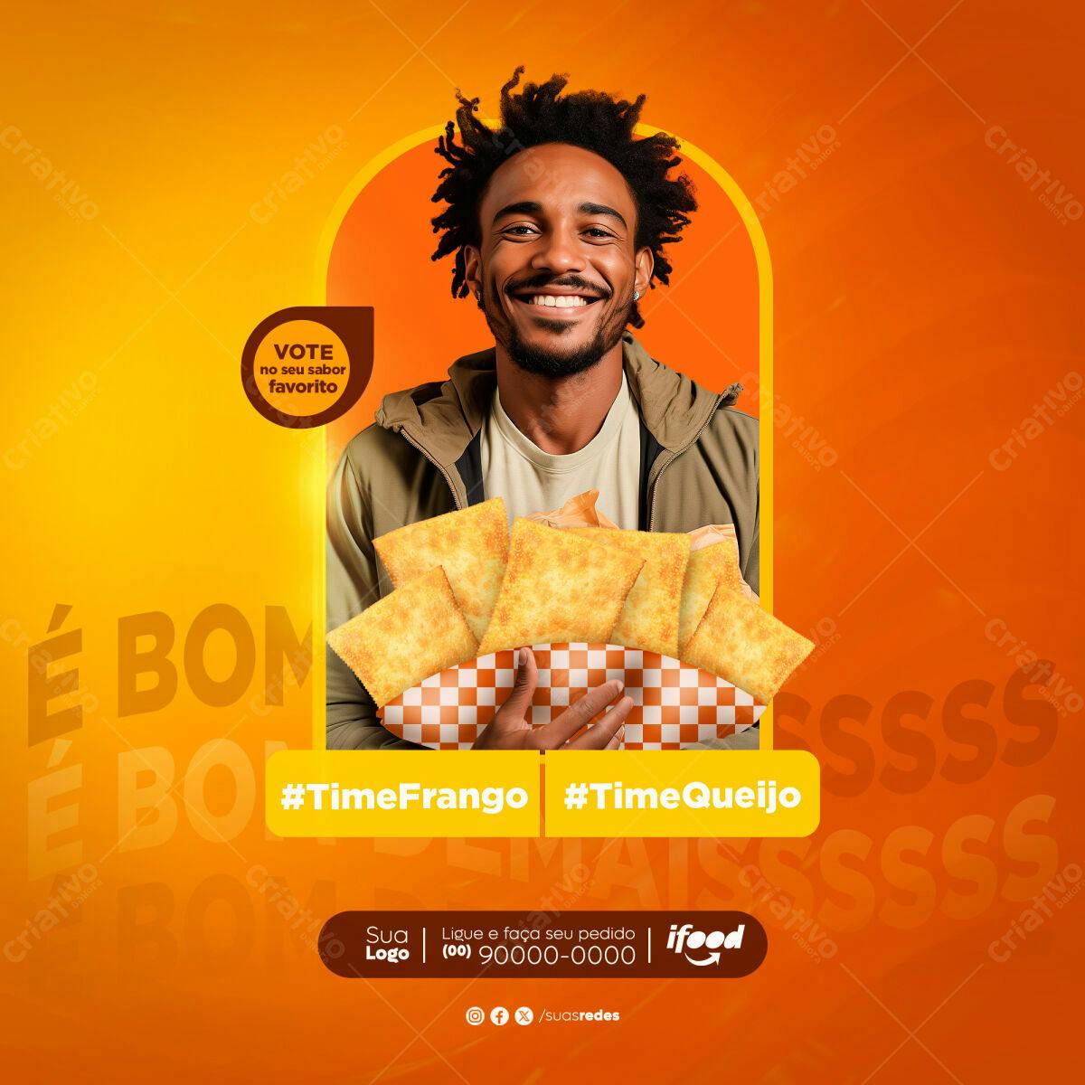PSD para Encomenda de Pastel - Promoção Time Frango e Queijo