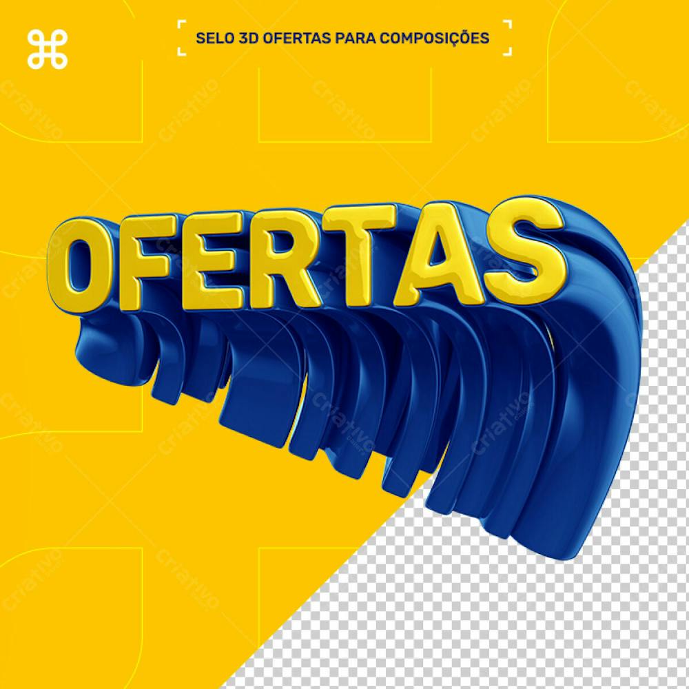 Selo 3D Azul Supermercado Mercado Ofertas Psd