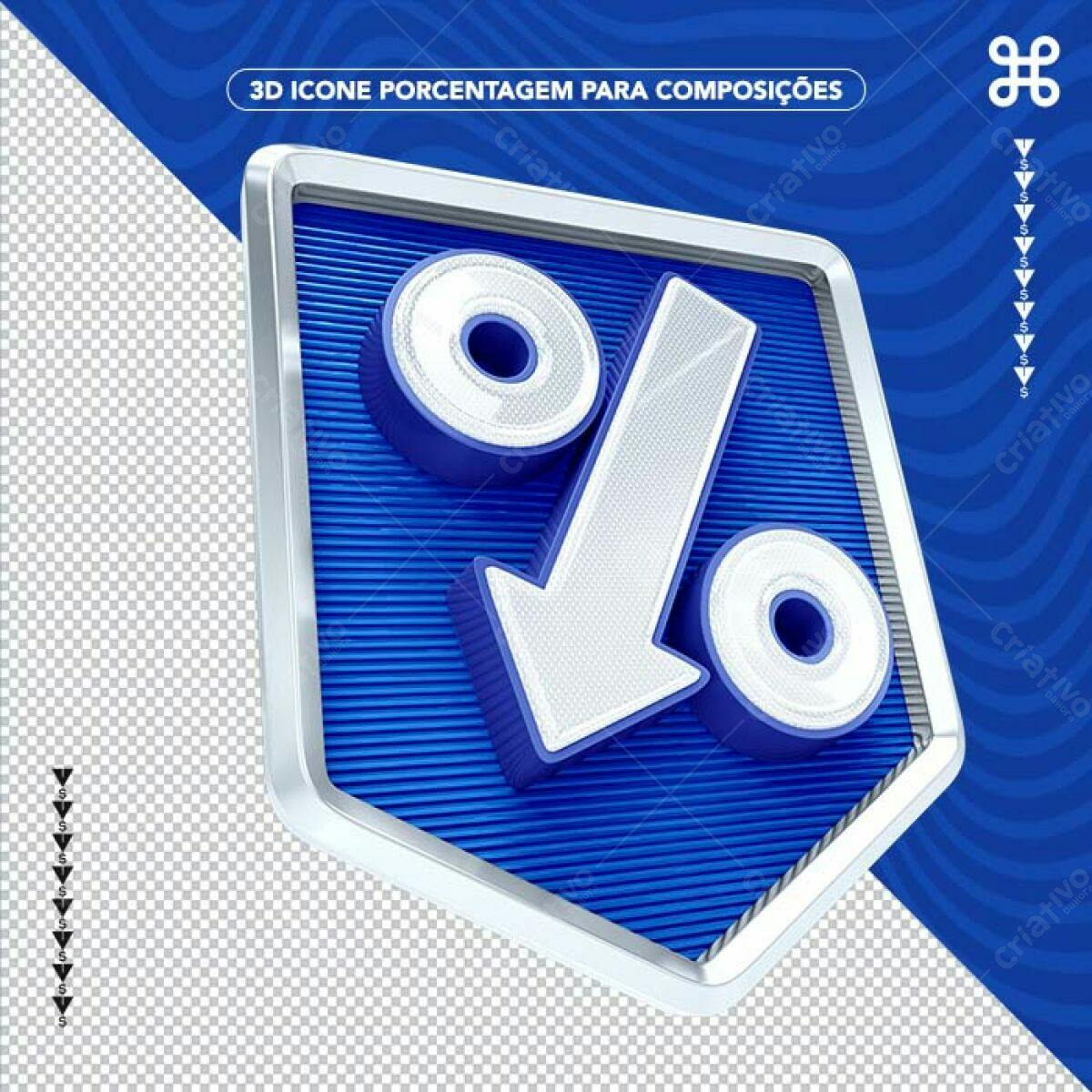Selo 3D promocional desconto azul e prata