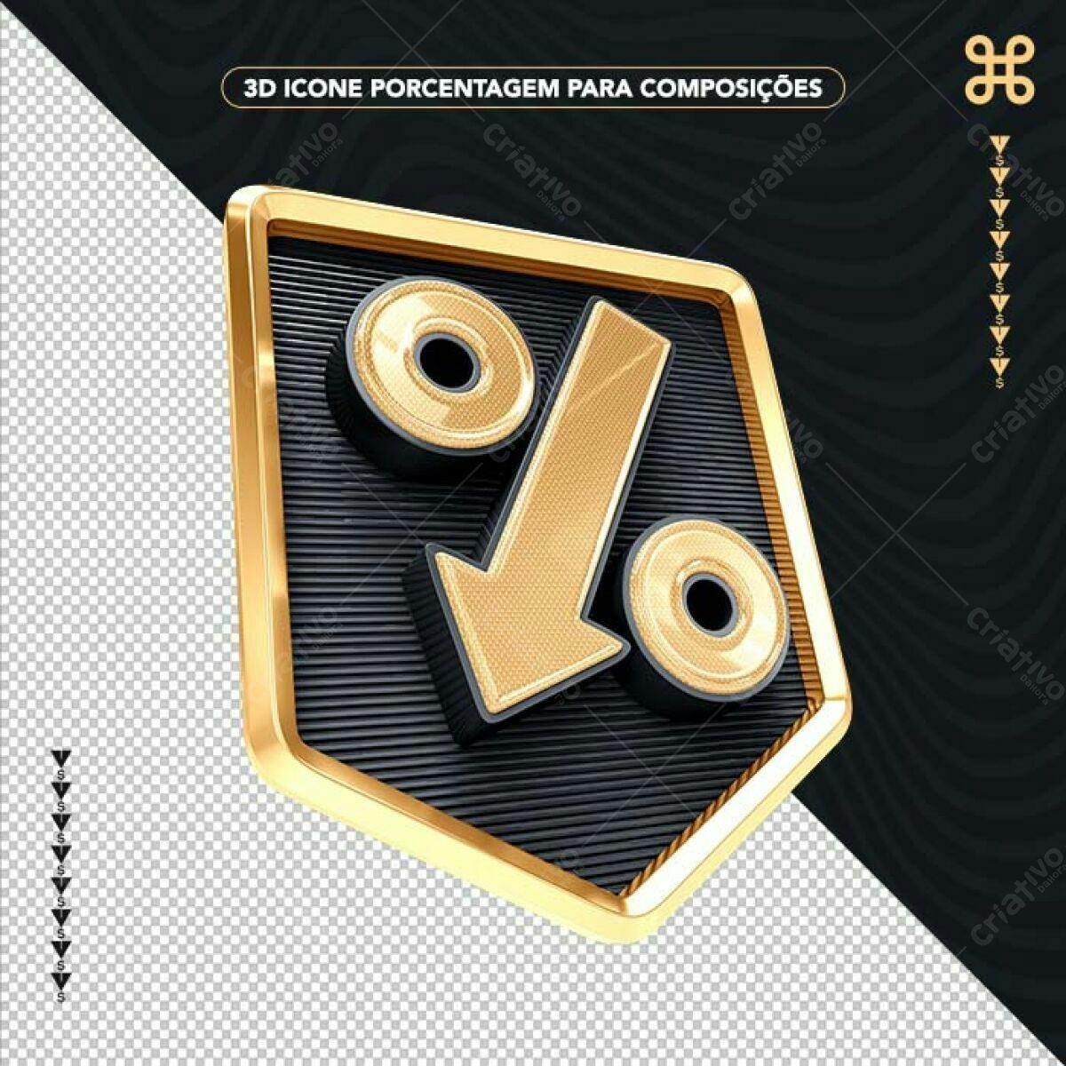 Selo 3D promocional dourado e preto