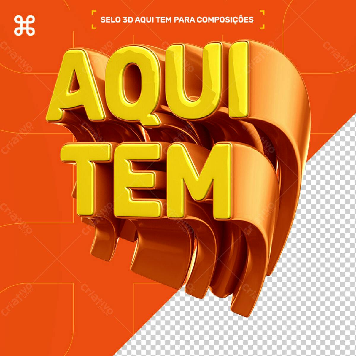 Selo 3D promocional amarelo e laranja metálico